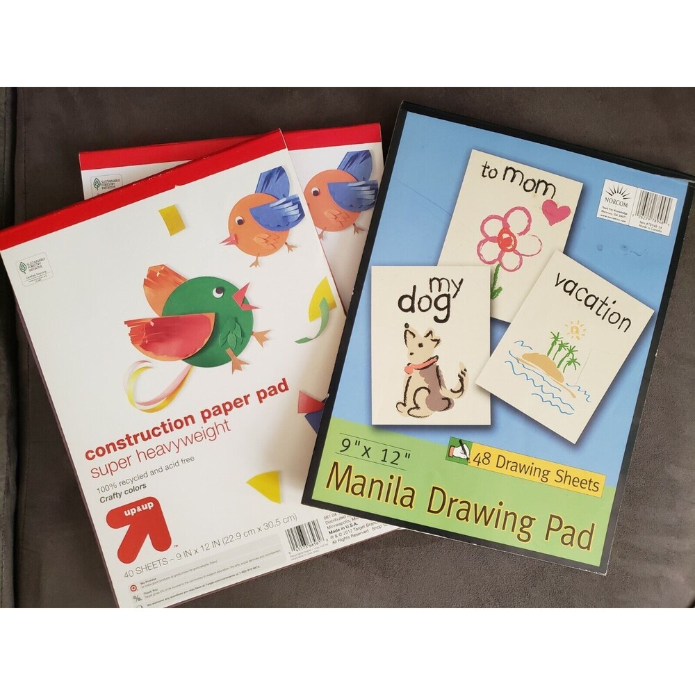 2 Packs 9 X 12 Construction Paper & 1  Pack Manila Drawing Pad